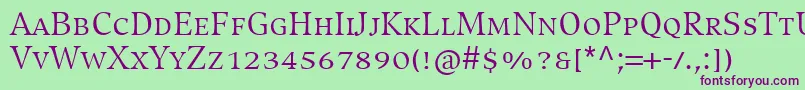 フォントCompatilExquisitLtComRegularSmallCaps – 緑の背景に紫のフォント