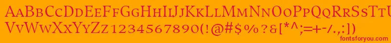CompatilExquisitLtComRegularSmallCaps Font – Red Fonts on Orange Background