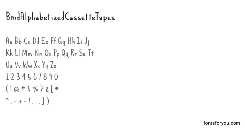 Schriftart BmdAlphabetizedCassetteTapes – Alphabet, Zahlen, spezielle Symbole