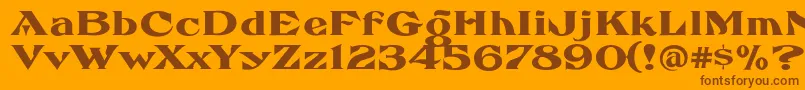 FhaefcanEccentricFrenchFreeware-Schriftart – Braune Schriften auf orangefarbenem Hintergrund
