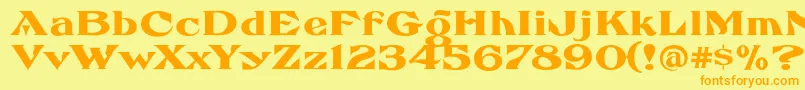 FhaefcanEccentricFrenchFreeware-fontti – oranssit fontit keltaisella taustalla