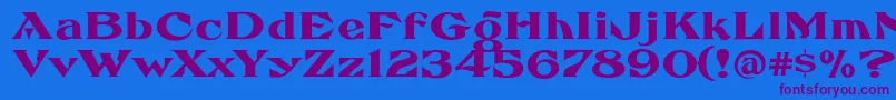 FhaefcanEccentricFrenchFreeware-Schriftart – Violette Schriften auf blauem Hintergrund