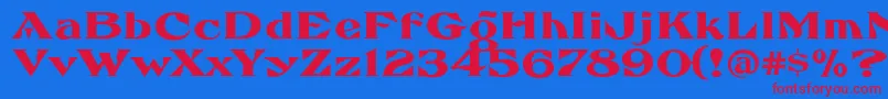 FhaefcanEccentricFrenchFreeware Font – Red Fonts on Blue Background