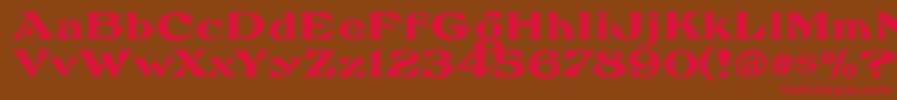 フォントFhaefcanEccentricFrenchFreeware – 赤い文字が茶色の背景にあります。