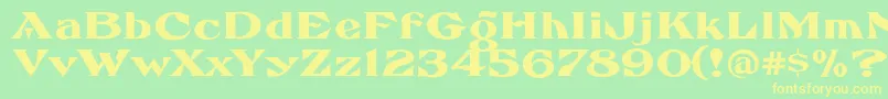 FhaefcanEccentricFrenchFreeware-Schriftart – Gelbe Schriften auf grünem Hintergrund