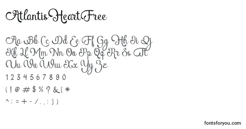 AtlantisHeartFree Font – alphabet, numbers, special characters
