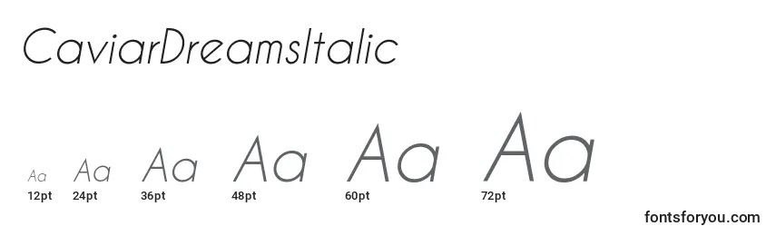 CaviarDreamsItalic Font Sizes