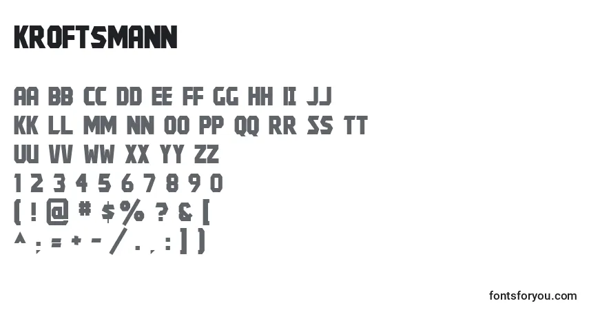 Czcionka Kroftsmann – alfabet, cyfry, specjalne znaki