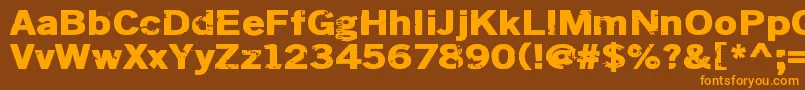 Weitere Informationen zur Dsiodrer2-Schriftart Dsiodrer2-Schriftart – Orangefarbene Schriften auf braunem Hintergrund