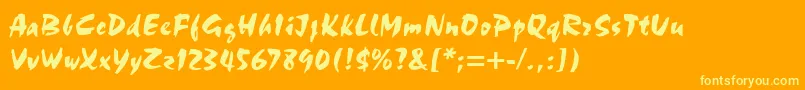 Weitere Informationen zur Choc-Schriftart Choc-Schriftart – Gelbe Schriften auf orangefarbenem Hintergrund
