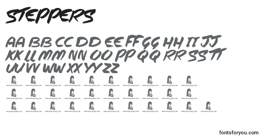 Schriftart Steppers – Alphabet, Zahlen, spezielle Symbole