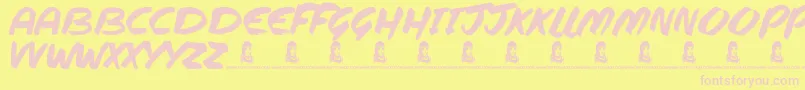Steppers-Schriftart – Rosa Schriften auf gelbem Hintergrund