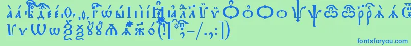 フォントTriodionIeucsSpacedout – 青い文字は緑の背景です。