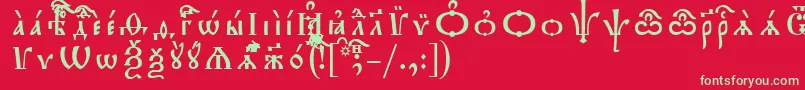 フォントTriodionIeucsSpacedout – 赤い背景に緑の文字