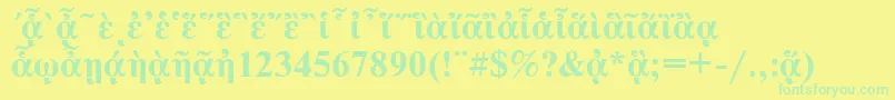 Fonte NewtonpgttBold – fontes verdes em um fundo amarelo