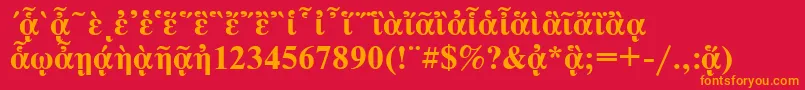 フォントNewtonpgttBold – 赤い背景にオレンジの文字