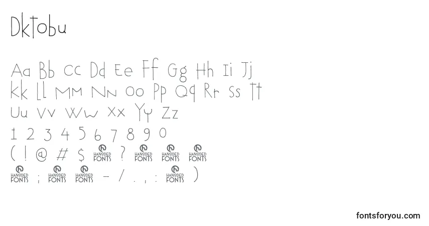 Schriftart DkTobu – Alphabet, Zahlen, spezielle Symbole