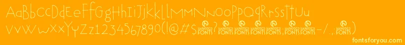 DkTobu-Schriftart – Gelbe Schriften auf orangefarbenem Hintergrund