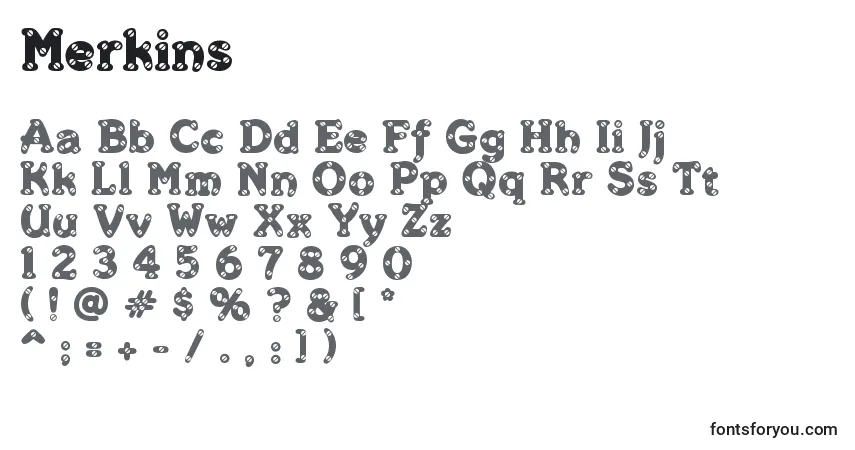 Schriftart Merkins – Alphabet, Zahlen, spezielle Symbole