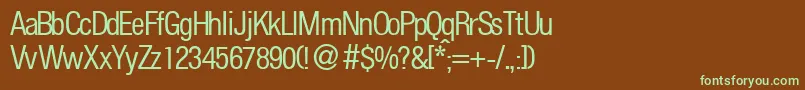 フォントFoldersmalldbNormal – 緑色の文字が茶色の背景にあります。
