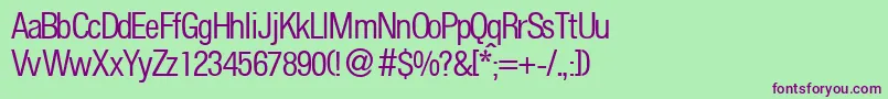 FoldersmalldbNormal-fontti – violetit fontit vihreällä taustalla