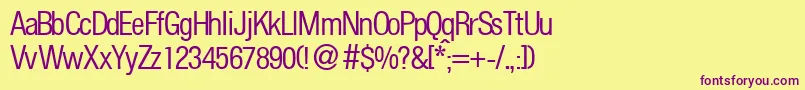 FoldersmalldbNormal-fontti – violetit fontit keltaisella taustalla