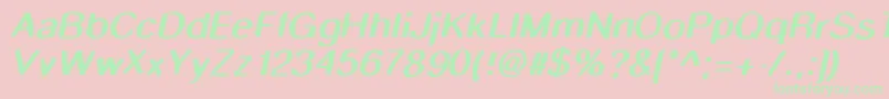 Smudgestickoblique-Schriftart – Grüne Schriften auf rosa Hintergrund