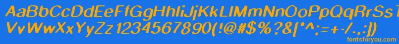 フォントSmudgestickoblique – オレンジ色の文字が青い背景にあります。