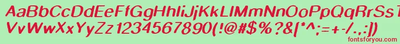 Smudgestickoblique-Schriftart – Rote Schriften auf grünem Hintergrund