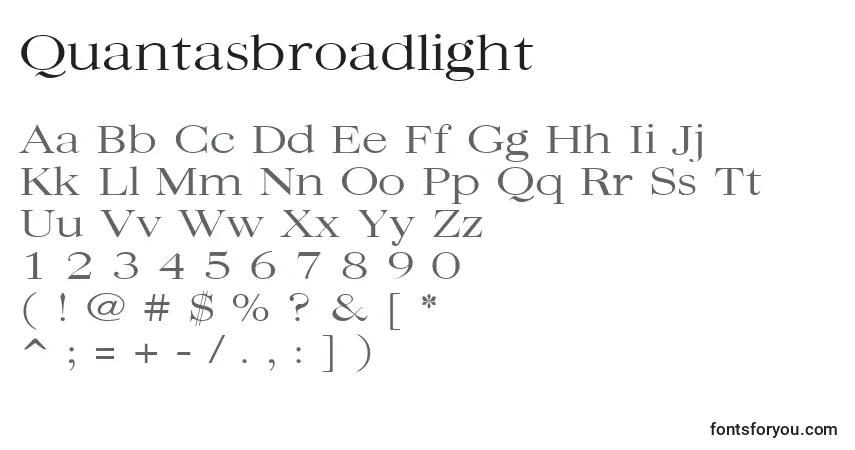 Czcionka Quantasbroadlight – alfabet, cyfry, specjalne znaki