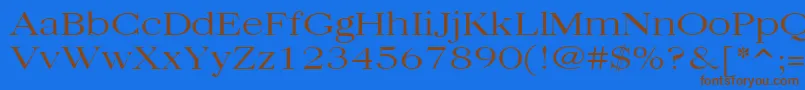 フォントQuantasbroadlight – 茶色の文字が青い背景にあります。