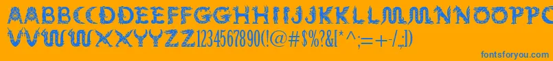 Mythos Font – Blue Fonts on Orange Background