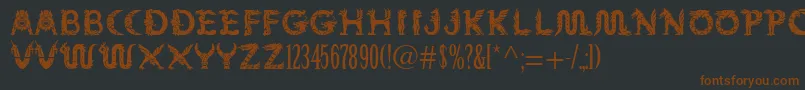 Mythos-Schriftart – Braune Schriften auf schwarzem Hintergrund