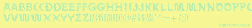 フォントMythos – 黄色い背景に緑の文字