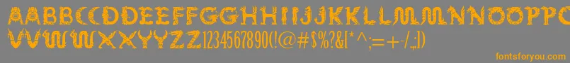 Mythos-Schriftart – Orangefarbene Schriften auf grauem Hintergrund