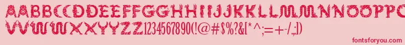 Mythos-Schriftart – Rote Schriften auf rosa Hintergrund