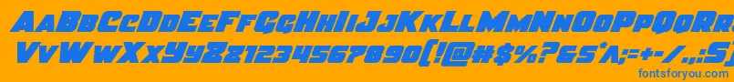 Justiceital Font – Blue Fonts on Orange Background