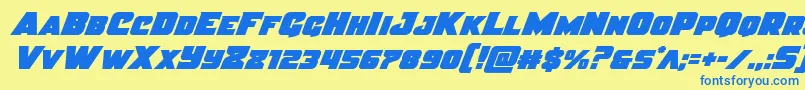 Justiceital Font – Blue Fonts on Yellow Background