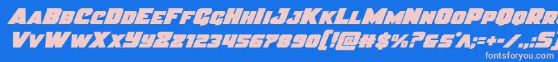 Justiceital Font – Pink Fonts on Blue Background