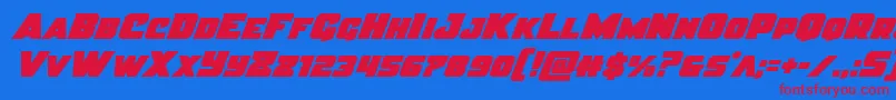 Justiceital Font – Red Fonts on Blue Background