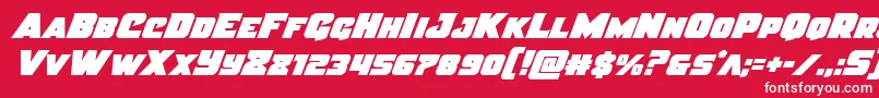 フォントJusticeital – 赤い背景に白い文字