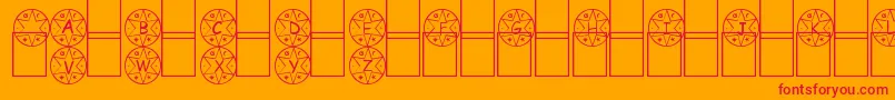 フォントMedalha – オレンジの背景に赤い文字