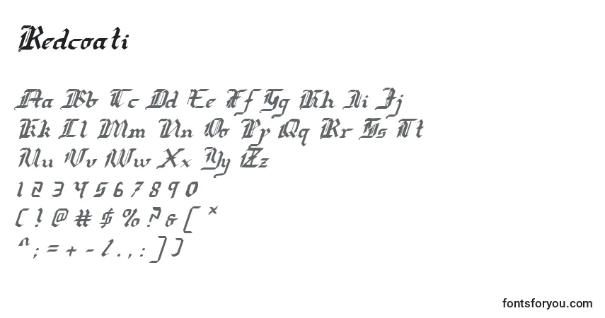 Schriftart Redcoati – Alphabet, Zahlen, spezielle Symbole
