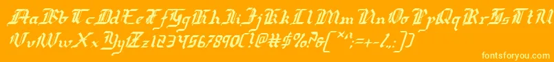 Redcoati-Schriftart – Gelbe Schriften auf orangefarbenem Hintergrund