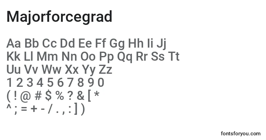 A fonte Majorforcegrad – alfabeto, números, caracteres especiais