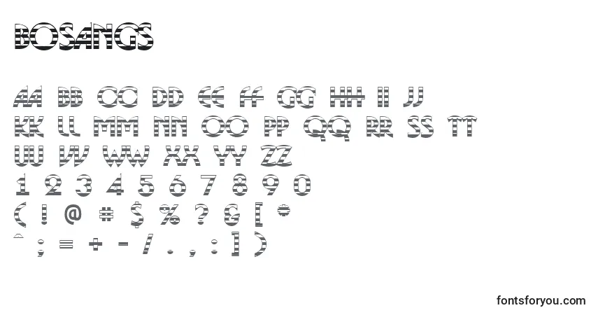 Schriftart BosaNgs – Alphabet, Zahlen, spezielle Symbole