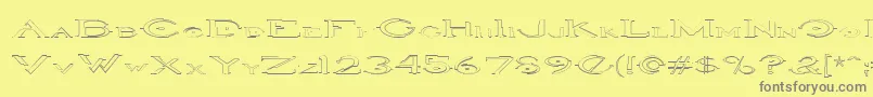 HaloOutlineregular-Schriftart – Graue Schriften auf gelbem Hintergrund