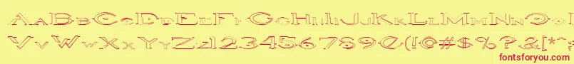 HaloOutlineregular Font – Red Fonts on Yellow Background