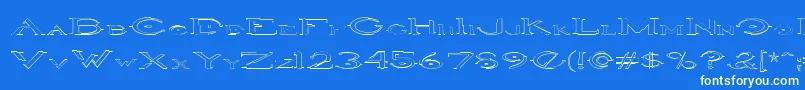 HaloOutlineregular-Schriftart – Gelbe Schriften auf blauem Hintergrund