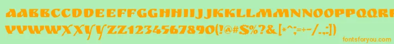 Ruslan-Schriftart – Orangefarbene Schriften auf grünem Hintergrund